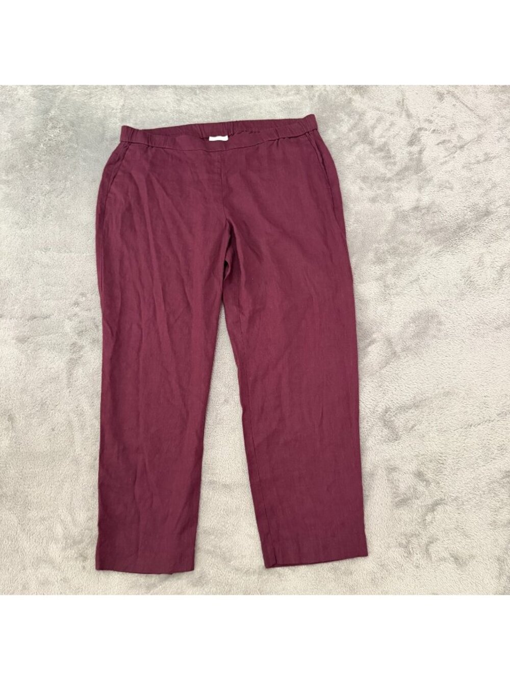 J. Jill Linen Stretch Pull On Pants Womens size LARGE Burgundy Maroon
